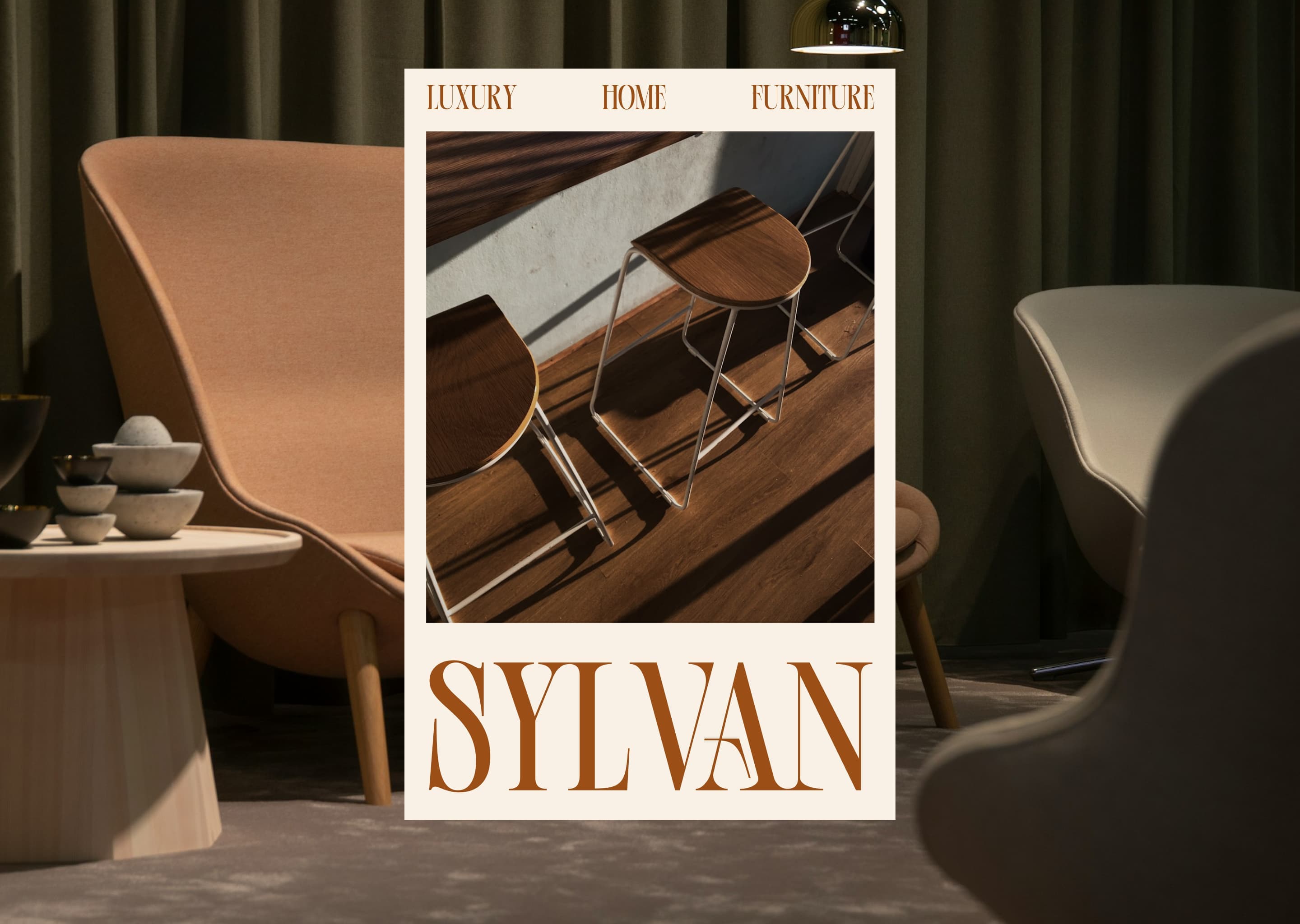 graphic card with elegant furniture at the background