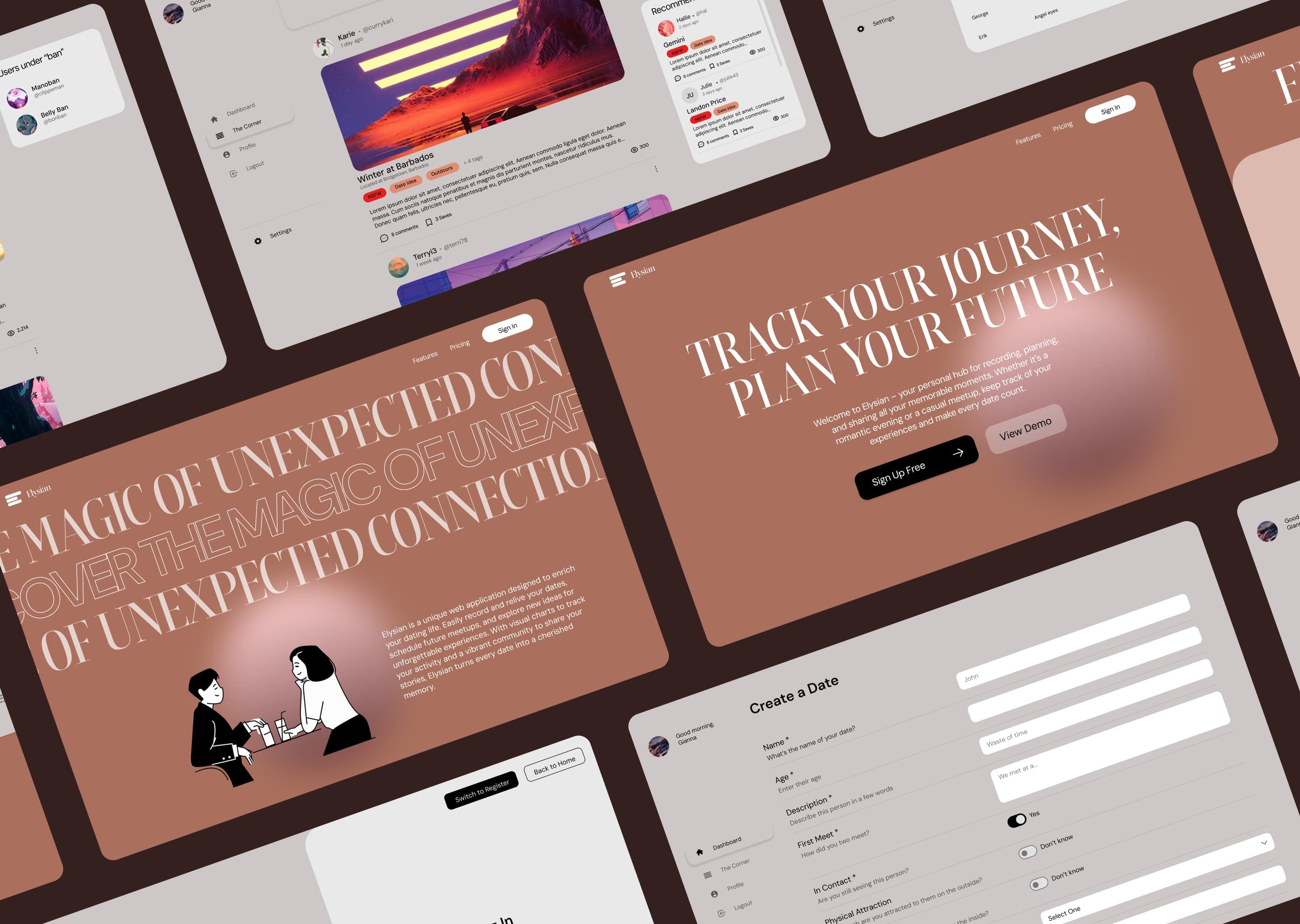 website designs displayed at an angle