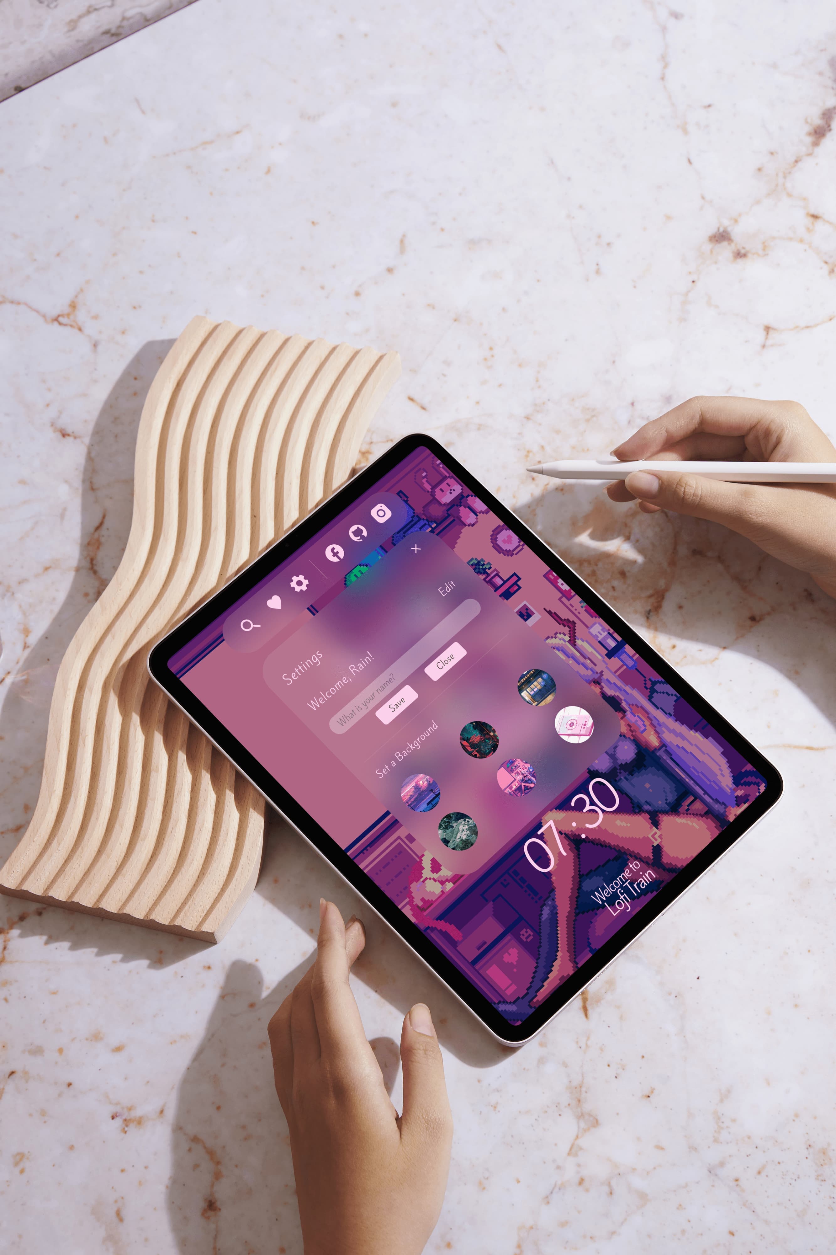 tablet view of lofi train