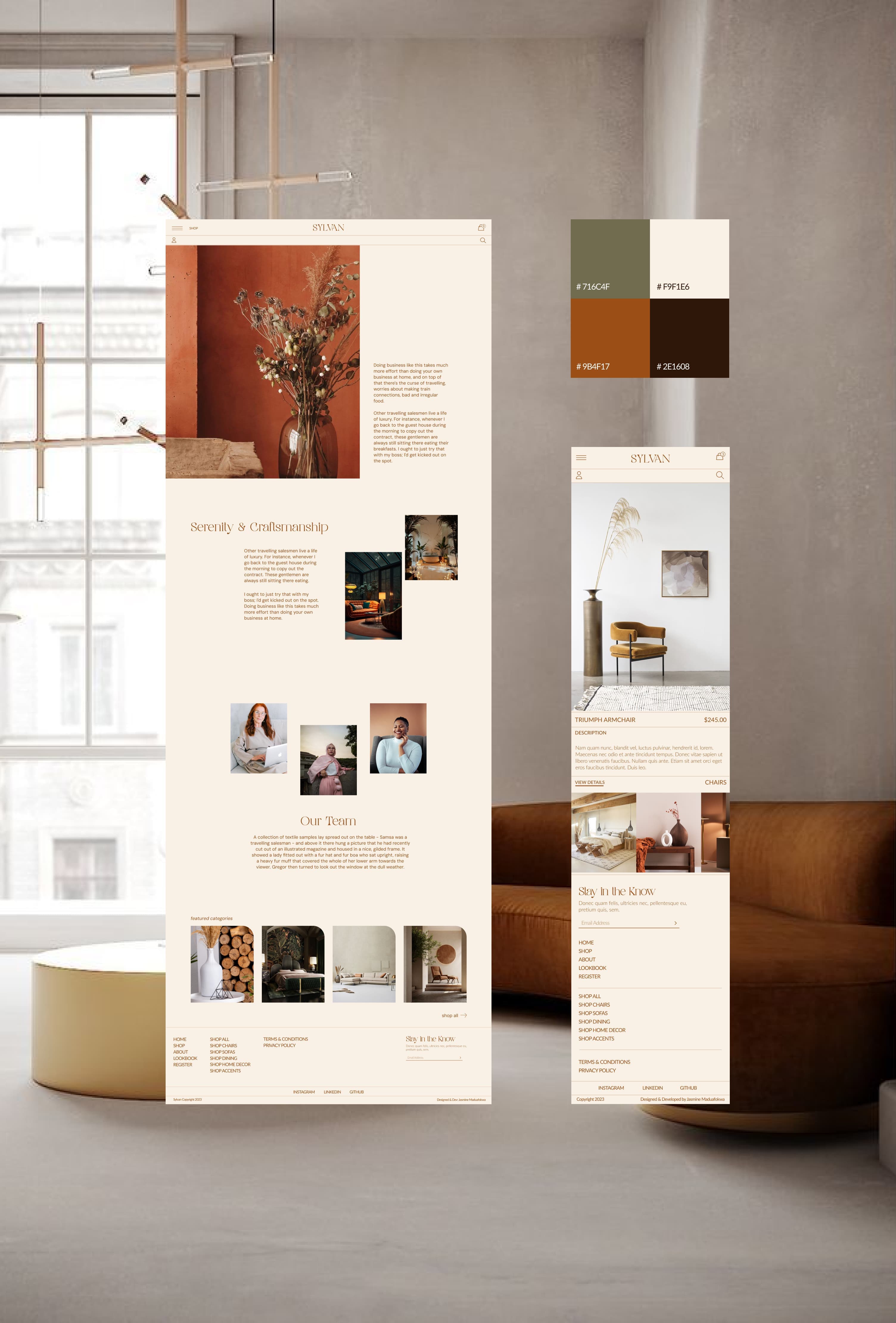 displays of sylvan homepage and detail page in laptop and mobile view