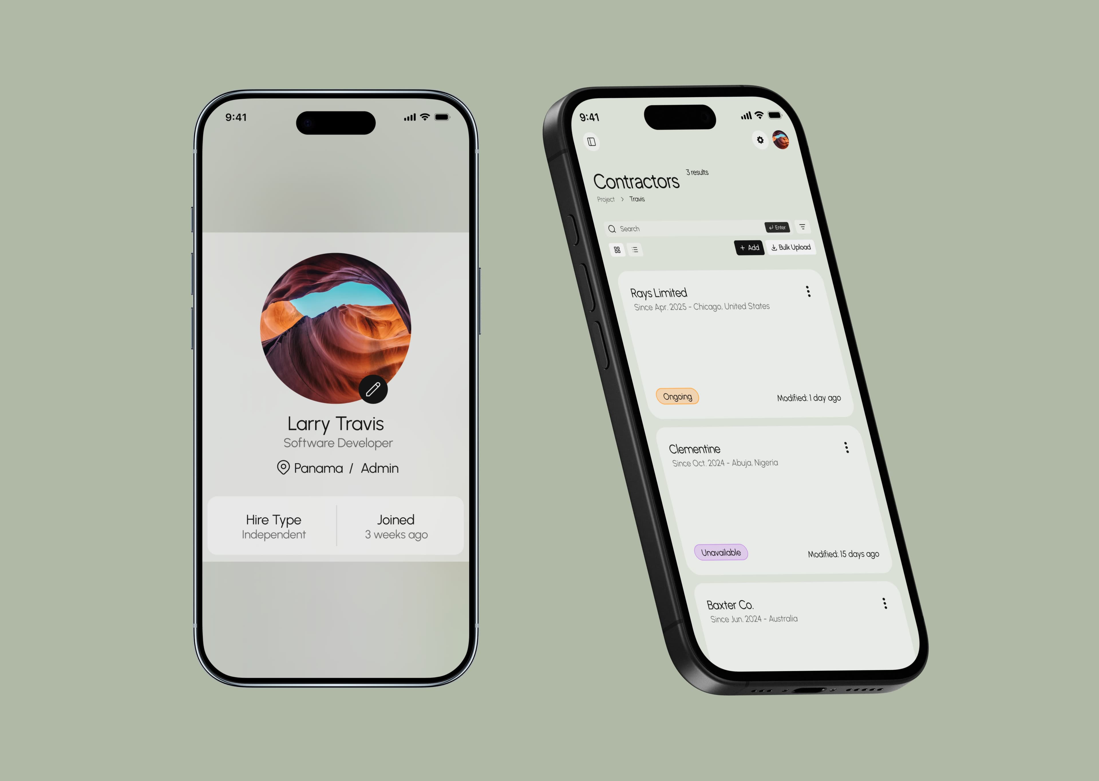 techstar mobile view for profile and projects